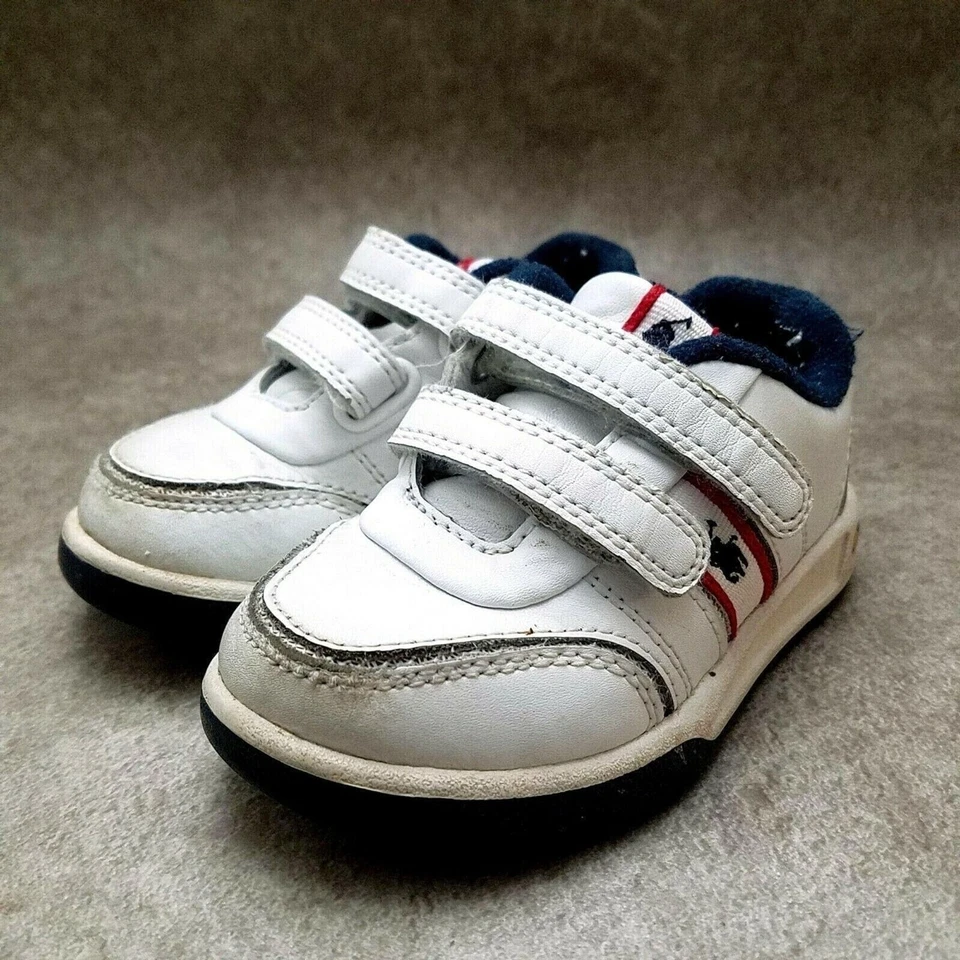 Polo Ralph Lauren Baby Boys Roster Sz 6 M White Leather Hook & Loop Sneakers - Image 3 of 4