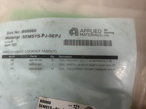 Applied Materials AMAT 0242-31138 KIT,LOCKOUT TAGOUT,NEW - Picture 3 of 4
