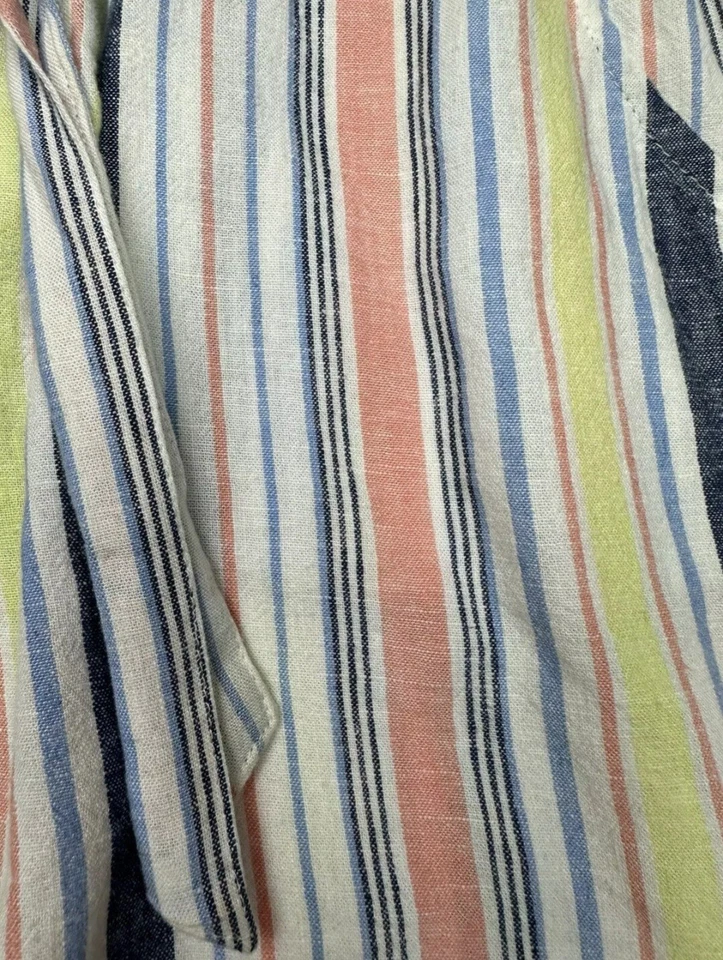 Lindos Pantalones Cortos Habituales Niña Niñas 16 Blanco Rosa Amarillo Azul Rayas Lino Shorts Foto 3 de 4