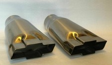 Polished Stainless 2.25 Inlet Chevy Bowtie Exhaust Tips - Pair