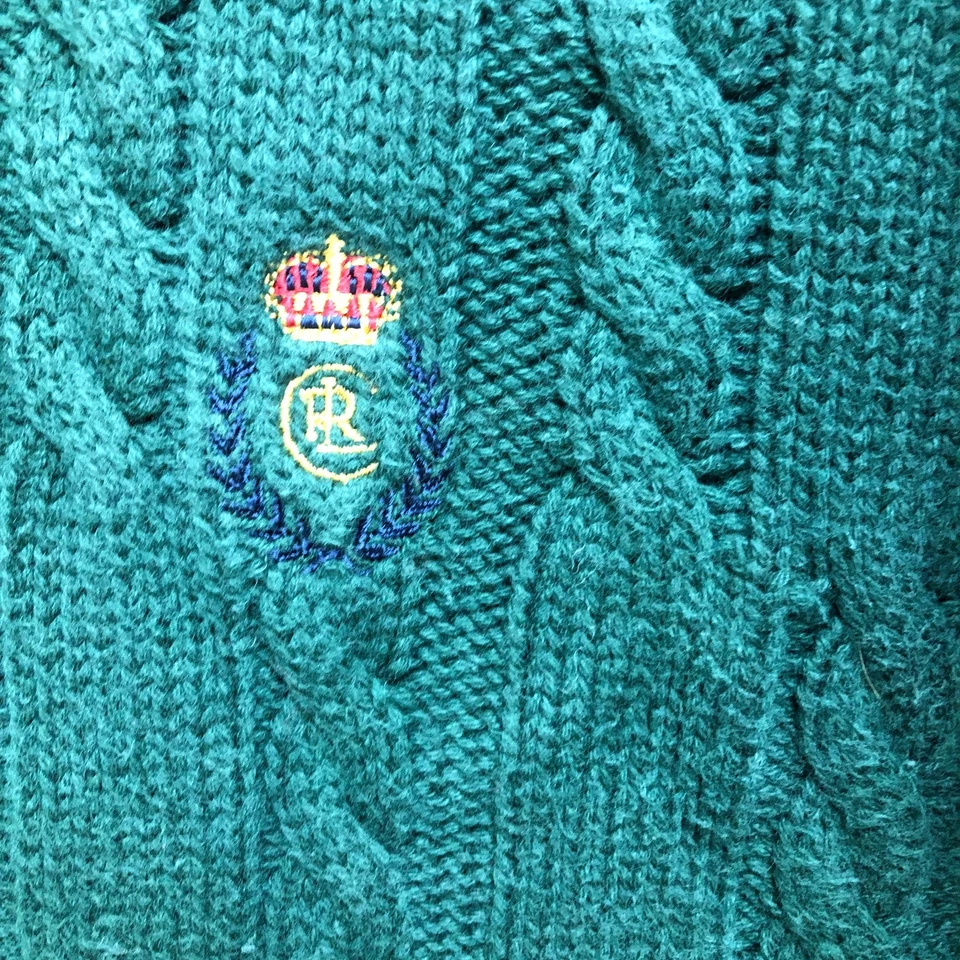 Suéter DE COLECCIÓN Chaps Ralph Lauren Extra Grande Adulto Verde Tejido con Cable Para Hombres XL Foto 3 de 4