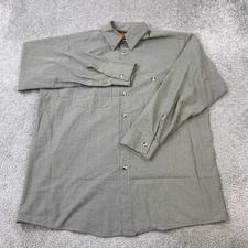 Red Kap Button Up Shirt Men's Large Long Sleeve Green Check Polyester