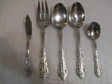 WILLIAM ROBERTS GLOSSY STAINLESS FLATWARE CHINA SERVING SPOONS, FORK & KNIFE
