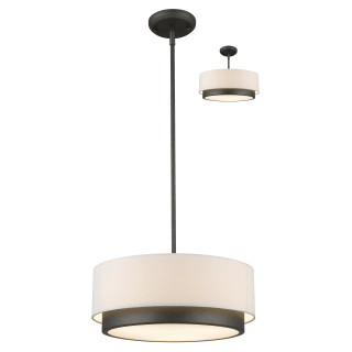 Z-Lite 196-16 Jade 3 Light Pendant with White Fabric Shade