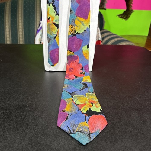 Repp große und große sportliche bunte Blumen Krawatte Paint Art Krawatte Krawatte - Bild 2 von 5