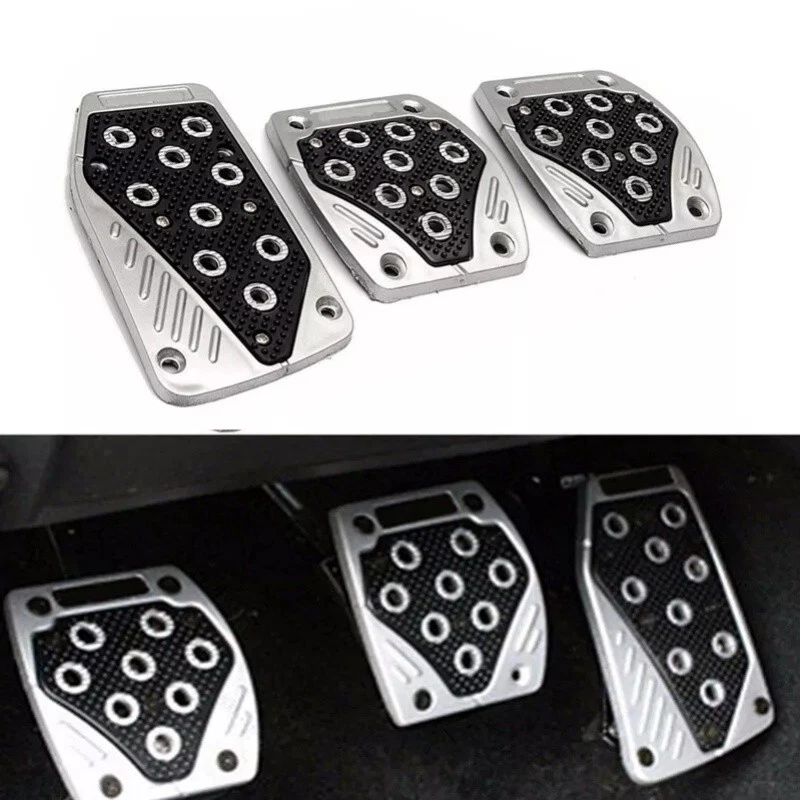 3 Piezas Pastillas de Cubierta de Pedal de Coche Antideslizantes Aluminio Acelerador Pedal de Freno Foto 2 de 4