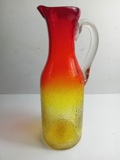 Vintage Blenko Amberina Crackle Glass Pitcher