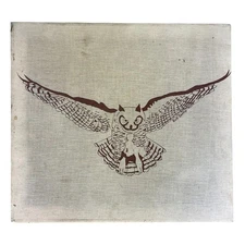 Owl Screenprint Art Original Print Unique Decor 18x20