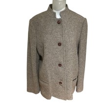 Vintage 80s Larry Levine Natural Fiber Tweed Neutral Color Blazer Union Jacket M