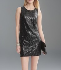 Banana Republic Monogram Black Chevron Sequin Cocktail Party Dress Size 6