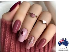 24Pcs Fashion Fake Nails Press on Long Ballet False Nails Heart Design