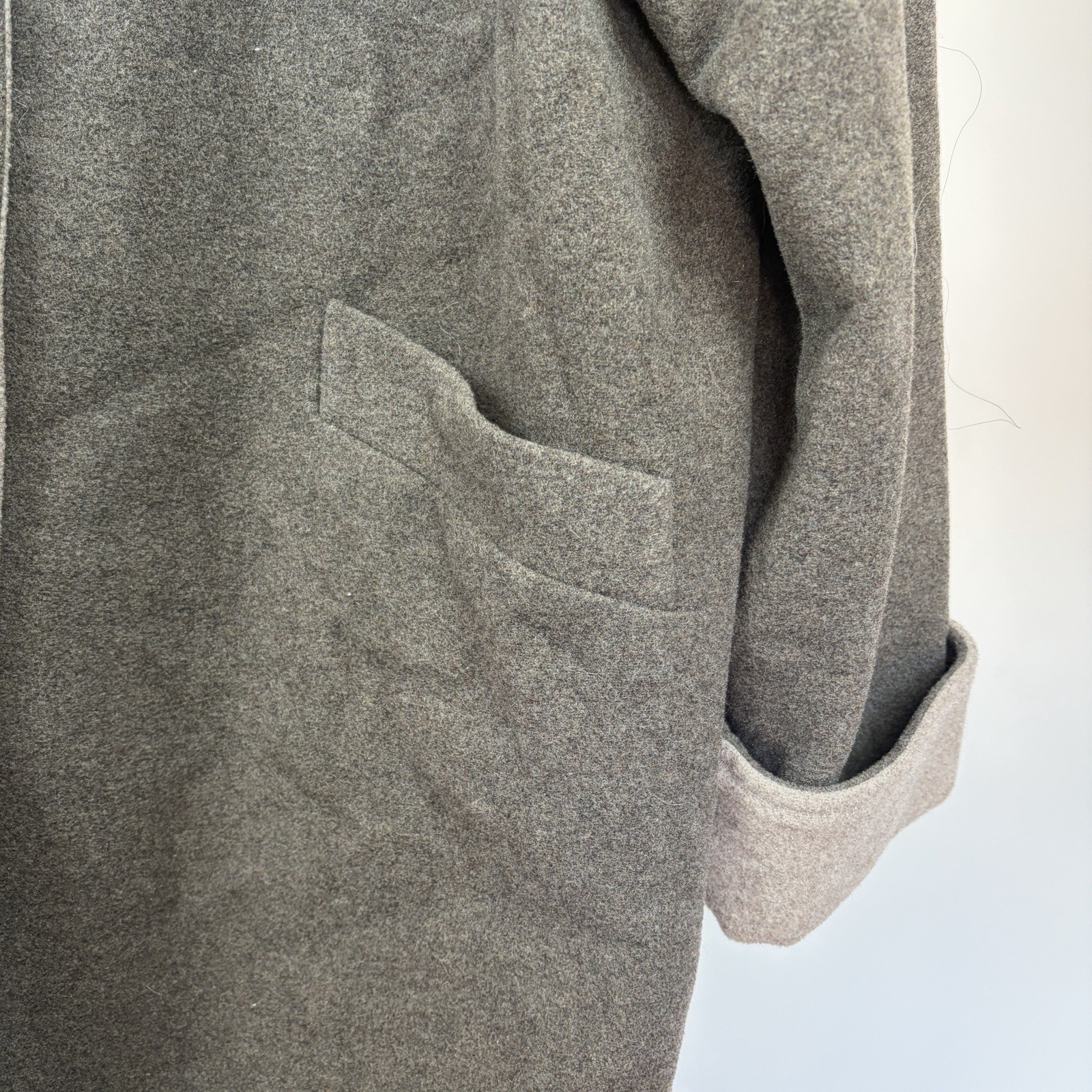 BHS Wool Blend Vintage Woolmark Brown Beige Button-Up Winter Coat Size UK 18 image 4