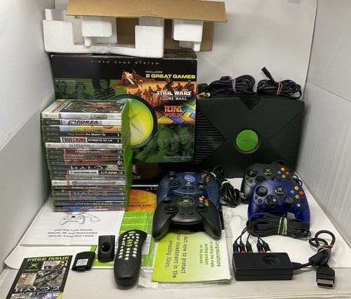 Microsoft Xbox - Pro Bundle - 4 Controller - Testato - CIB - HD AV Pack - 20 Giochi