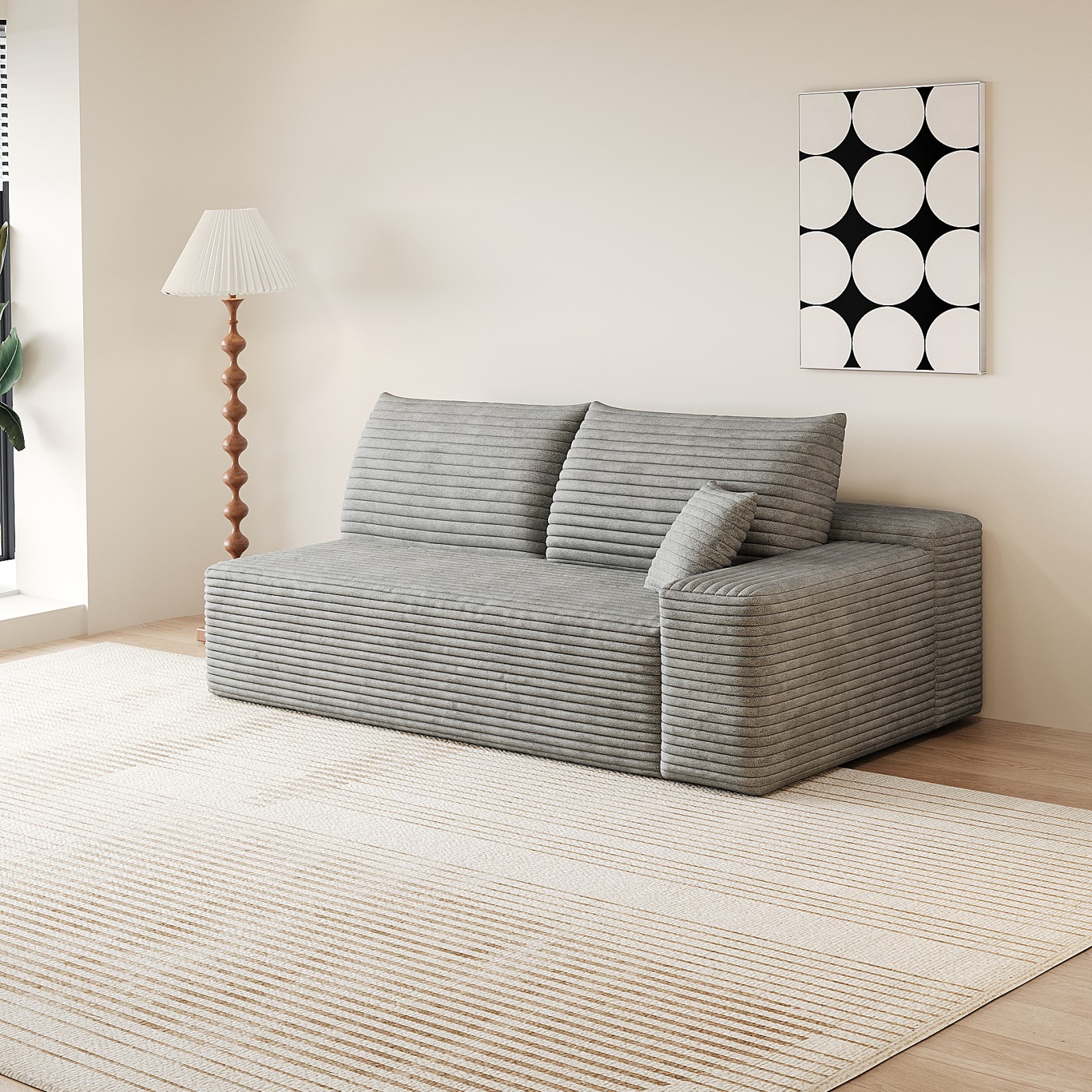 3-Seater Left Chaise Sectional Sofa, Plush Corduroy, 70.1" L, No Assembly