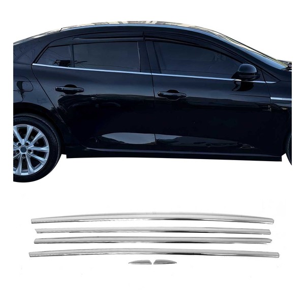 Fensterleisten Zierleisten FüR Renault Megane 2016-2020 Limo Edelstahl Chrom 6X-image