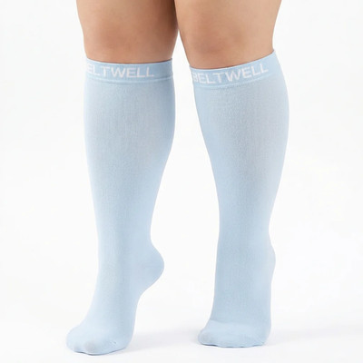 Beltwell Plus Size Compression Socks Arctic Blue for Swollen Calves Ankles 4XL