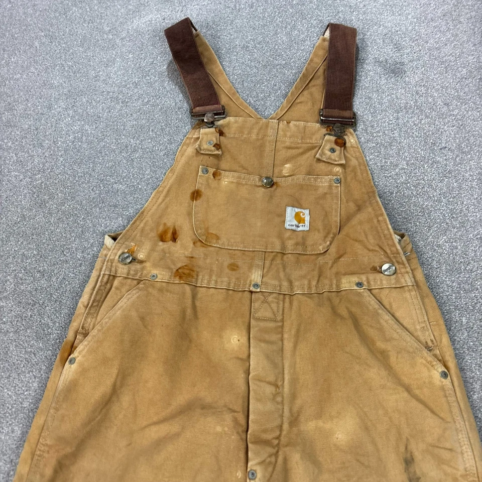 Macacão Carhartt Dungarees infantil 30x28 bronzeado joelho duplo acolchoado pato babador juvenil* - Imagem 2 de 4