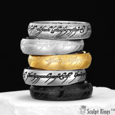 Sculpt Rings  Ring mit Gravur Fantasy Edelstahlband mit optionaler Leuchtkraft