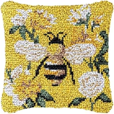Bee & Orchid Latch Hook Pillowcase Kit for Christmas - DIY Cushion Cover with Pr