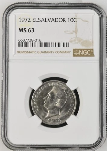 El Salvador 10 Centavos 1972 NGC MS 63