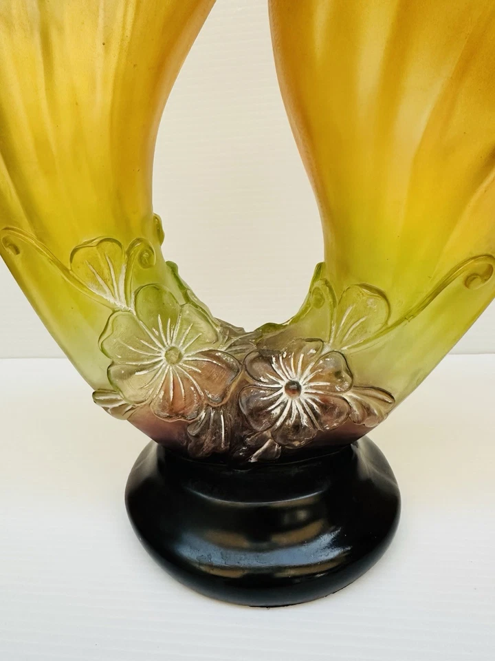 Raro Hermoso Florero de Mesa Centro de Mesa Pearl Illusion Grande 17.5” Alto Base Oscura Foto 3 de 4