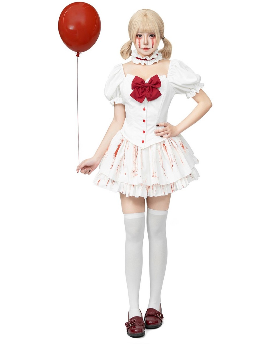 コスプレ衣装 IMVAL Bloody Dolly Dress Gothic Bloody Doll Stage Performance Costumes Lolita Maid With