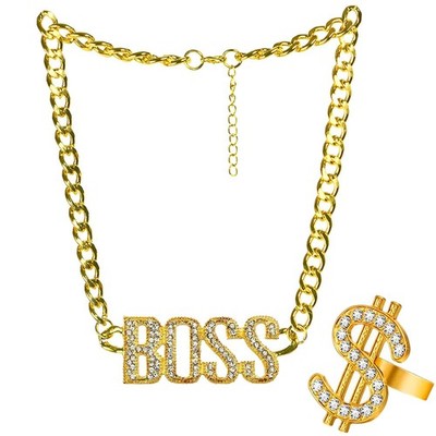 2 Stück Hip Hop Rapper Accessories, Dollar Zeichen Halskette Set, Gold Ketten...