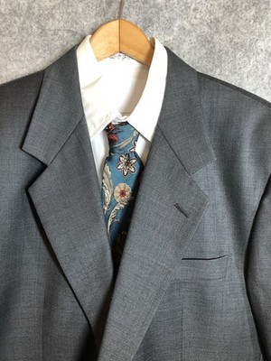 Uomo Lebole Blazer 48R Gray Suit Coat Jacket Wool Business Casual Formal Classic