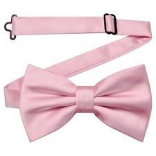 Branduce Solid Color Pre-tied Bow Tie Quality Adjustable Bowtie for Men Pink
