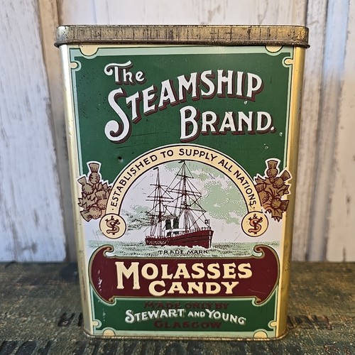 Vintage The Steamship Brand Melasse Süßigkeiten Blechdose von Stewart & Young Glasgow