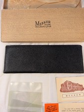 NOS Vintage Meeker Bifold Men's Wallet Black Original Box And Ephemera