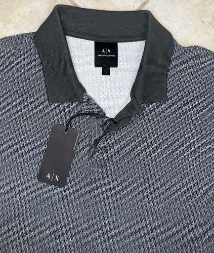 Armani Exchange A|X Stretch Geometric Design Polo Shirt Men S NWT - Picture 2 of 8