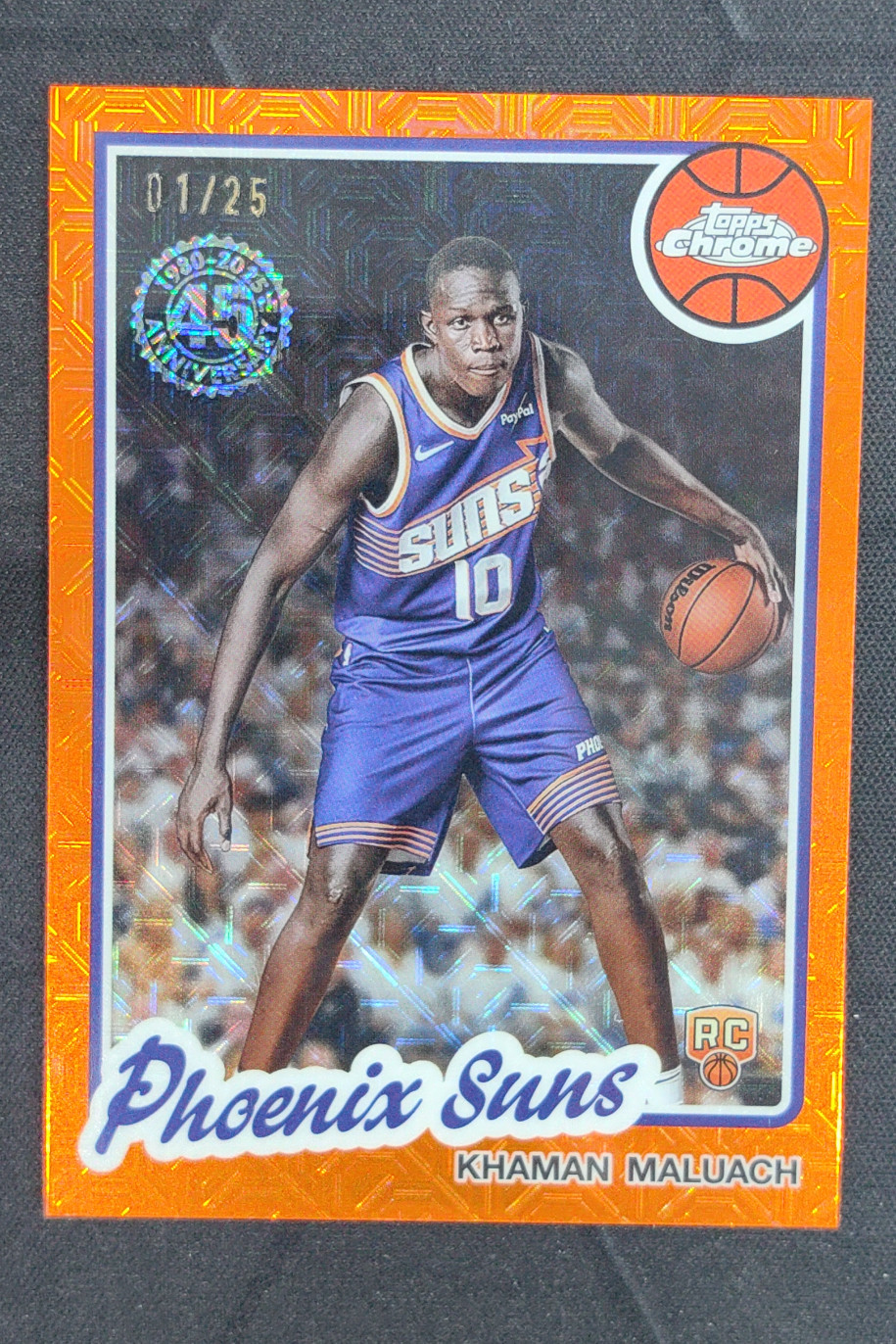 2025 Topps Chrome Khaman Maluach Orange Mojo Refractor RC 01/25 #TC-KM Suns