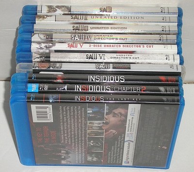 Horror Blu-ray Lot of 10 - SAW 1-7 & INSDIOUS 1, 2, 4 USED