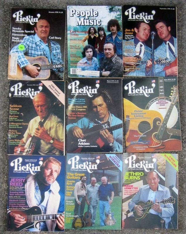PICKIN' Magazine Lot - 9 backissues 1978-1979, Earl Scruggs, Jim & Jesse, Chet +