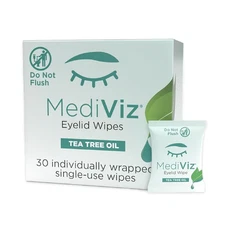 Tea Tree Eyelid Cleanser Wipes - 30 Single-Use Towelettes - Eyelash and Eyelid W