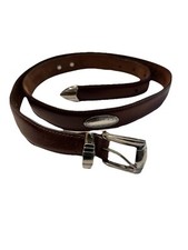 Vintage Brown Genuine Top Grain Leather Belt Sz 40 Measures 46  Long