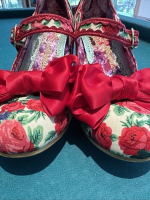 Preloved Irregular Choice Summer Breeze Floral Bow Heels   Women s Size 8 No Box