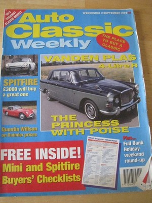 AUTO CLASSIC WEEKLY SEP 1992 SPITFIRE QUENTIN WILLSON PRINCESS