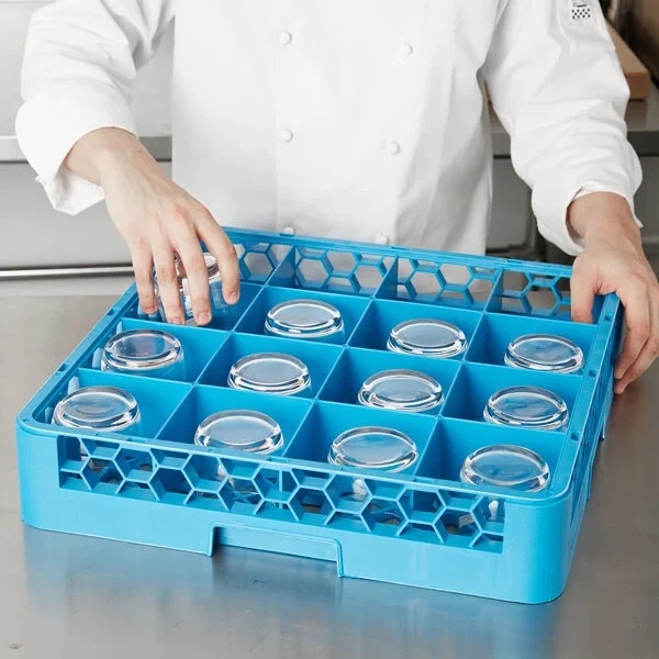 Carlisle RG16 OptiClean 16-Compartment Blue Washer Glass Rack RG1614 (RG16-14)