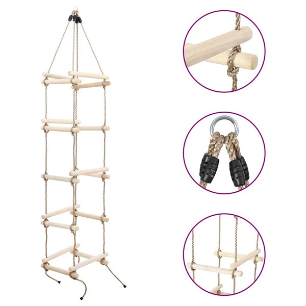 Holz Strickleiter Kinder 200 Cm Kletterseil Kletterleiter Seilleiter Vidaxl-image