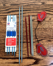 Lot Knitting Needles Vintage Boye Aluminum Blue Size 2 USA 7" Perfection Points