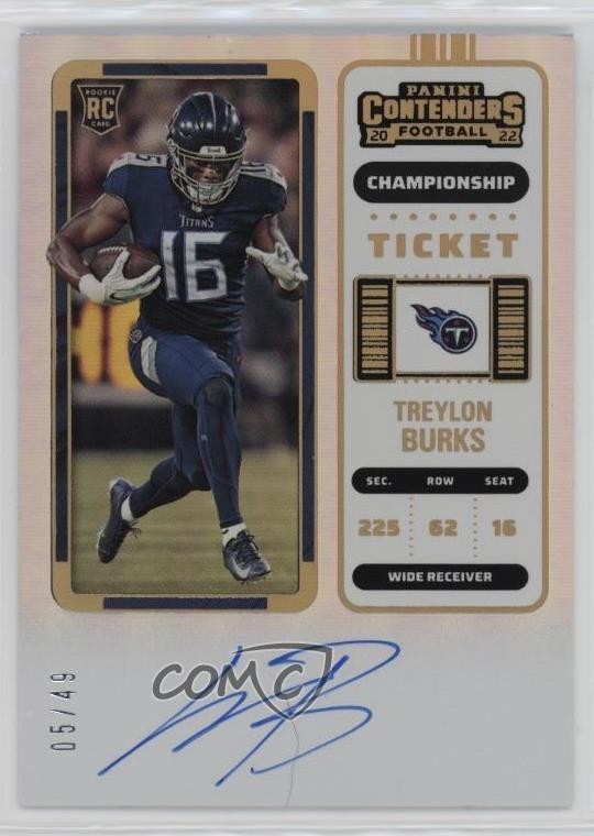2022 Contenders Rookie RPS Championship Ticket 5/49 Treylon Burks #137 Auto 08r6