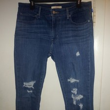 Levi's 711 Skinny Jeans Distressed Womens Size 31x30 Dark Wash Denim