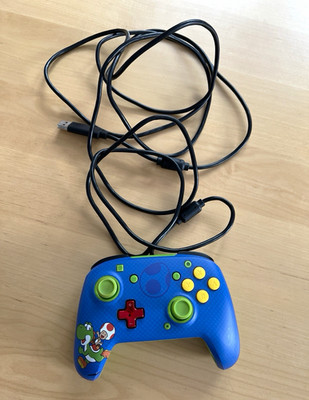 Nintendo Switch Controller USB kabelgebunden blau mit Mario Motiv
