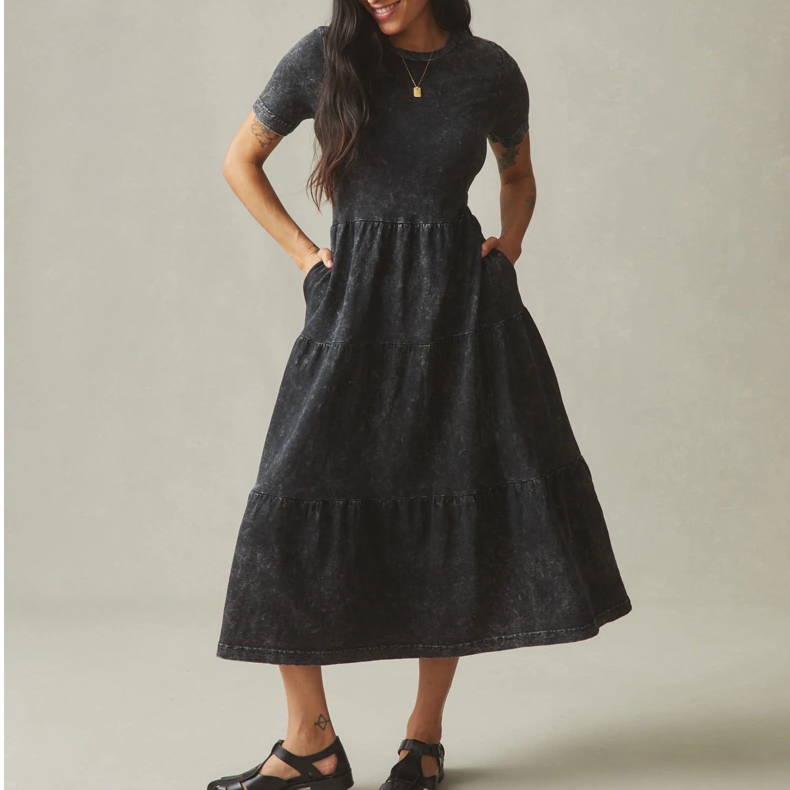 American Giant Women's Premium Slub Tiered Dress Size XS Made In USA