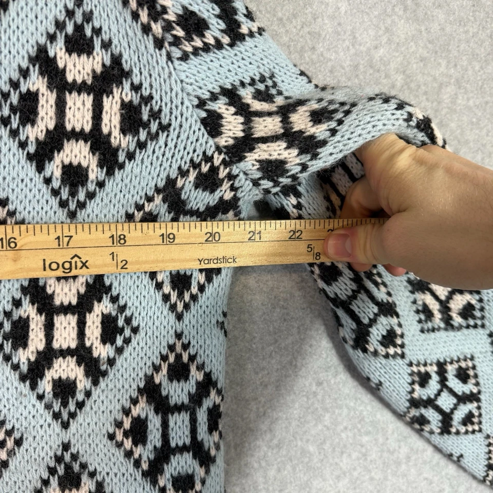 Cárdigan vintage dralon mujer pequeño años 60 azul diamon check lana Foto 4 de 4