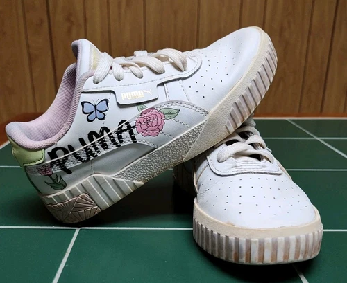 Puma Ragazze Cali Bouquet Floreale Stringate Sneakers Scarpe Casual Bianco Taglia 1C