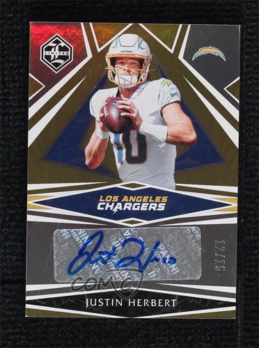 2021 Panini Limited Team Trademarks Spotlight Gold /15 Justin Herbert Auto