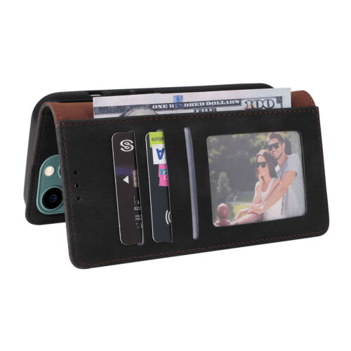 Leather Case For iPhone 14 13 Pro Max SE XR 6s 7 8 12 Magnetic Flip Wallet Cover - Picture 4 of 16